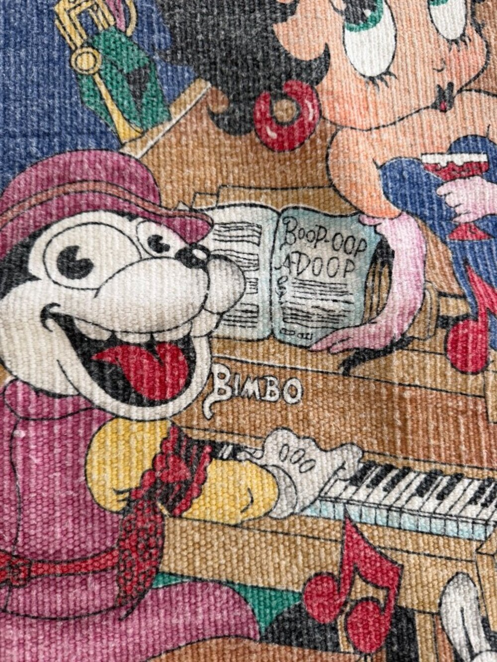Vintage Rectangular Woven Betty Boop Rug Wall Hanging Multicolor Collectible - Picture 4 of 11